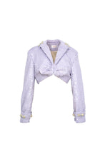Load image into Gallery viewer, PURPLE FAUX FUR BEADED TRENCH COAT
