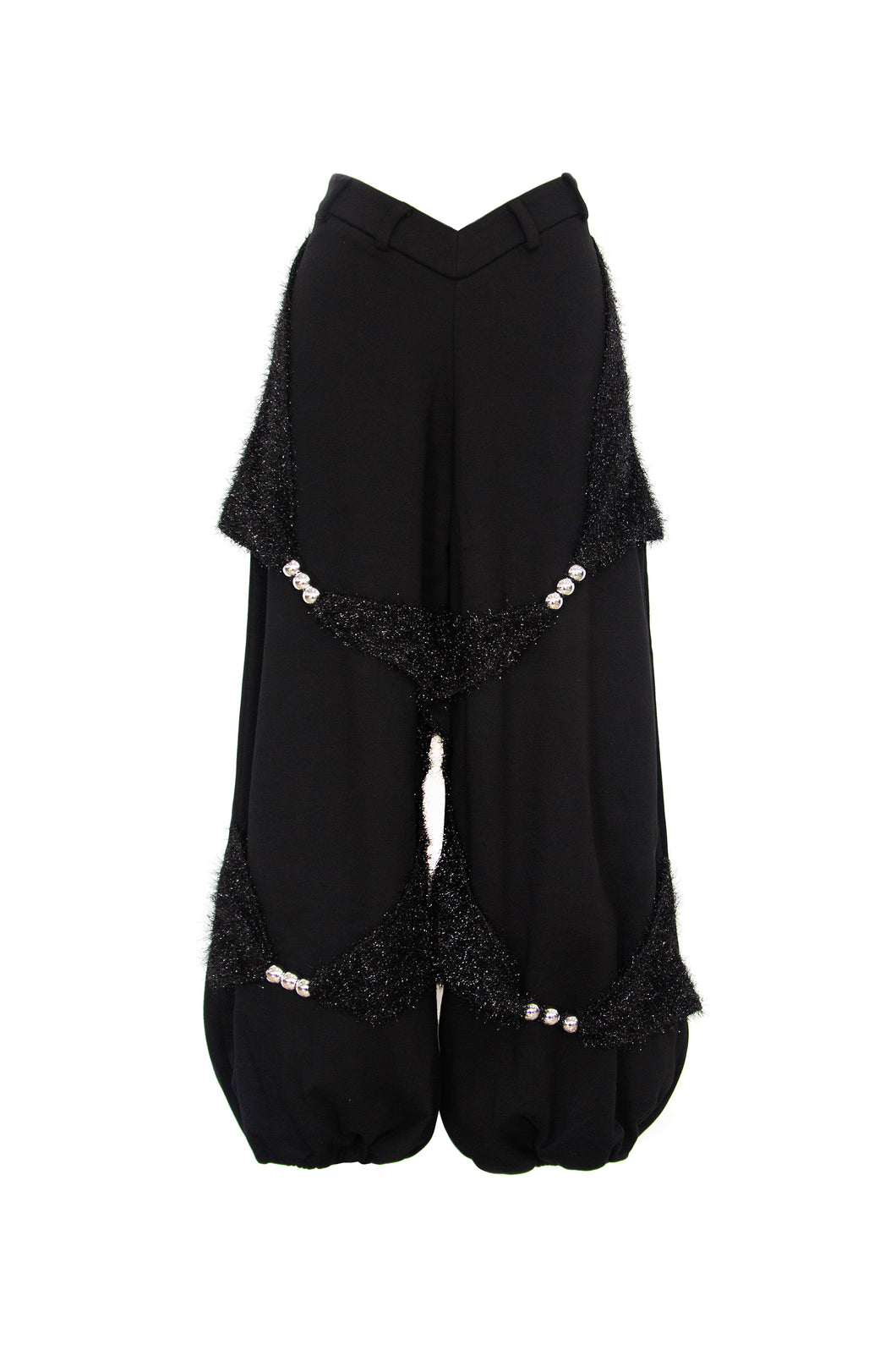 BEADED SPORT V-WAIST PANTS (BLACK)