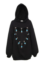 Load image into Gallery viewer, SAFTY PINS HEART SHAPE HOODIE(BLACK)
