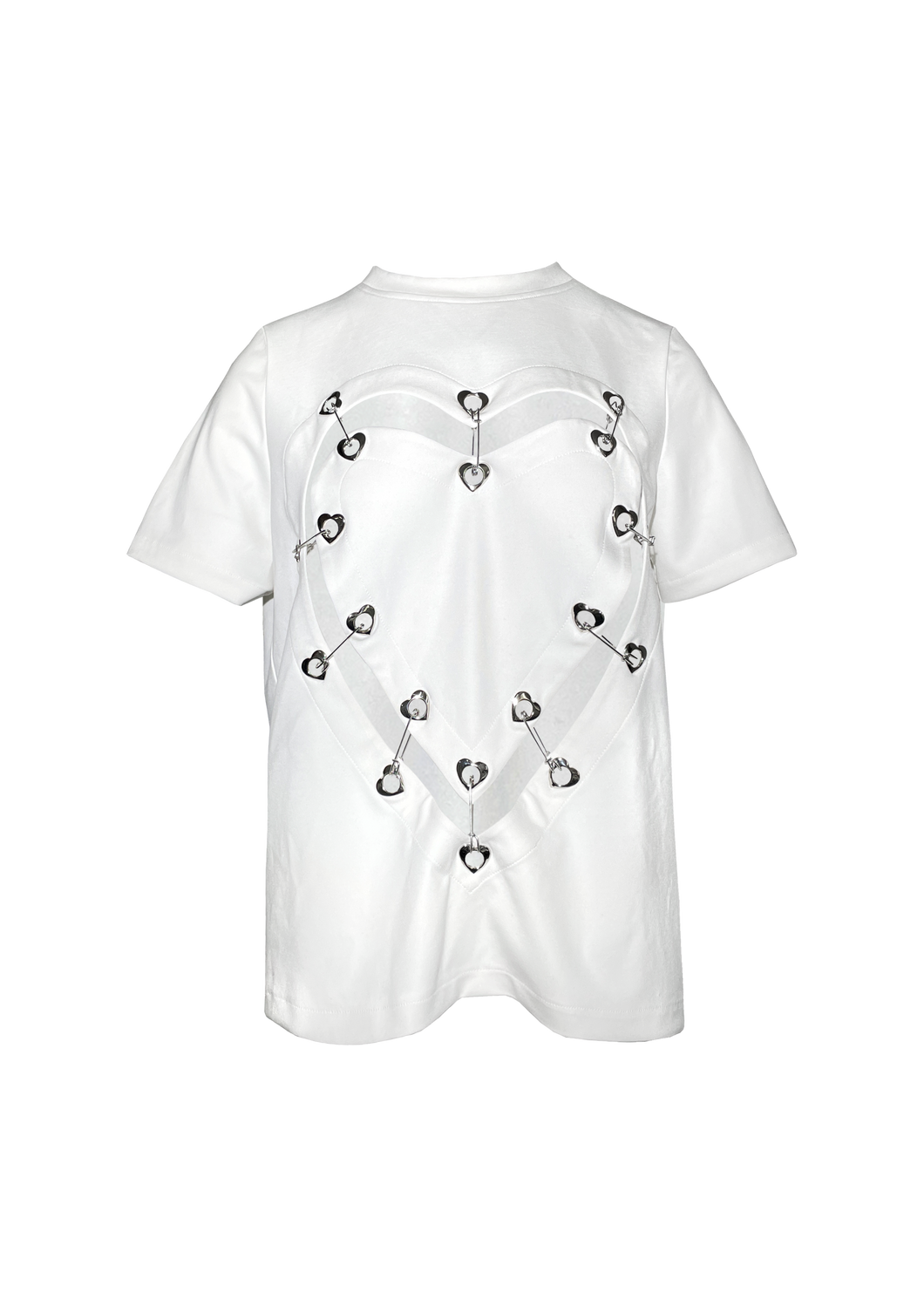 SAFETY PINS HEART SHAPE T-SHIRT (WHITE)