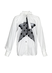 STAR SHAPE PATCHED SHIRT (WHITE)