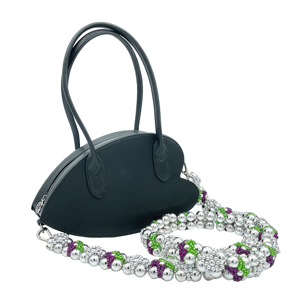 HEART SHAPE FAUX LEATHER BAG WITH BEADING STRIPE – YUEQI QI