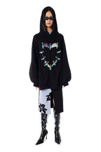Load image into Gallery viewer, SAFETY PINS HEART SHAPE HOODIE(BLACK)
