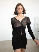 Load image into Gallery viewer, &quot;TERRARIUM&quot; TULLE CROPPED BLOUSE

