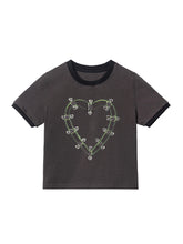 Load image into Gallery viewer, SAFTY PIN HEART T-SHIRT (GREENE-GREY)
