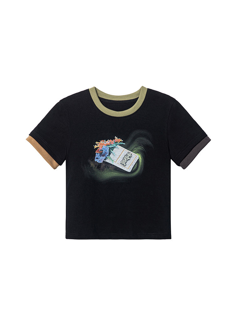 YUEQI QI Tシャツ♩ CIGARETTE BOX BOUQUET T-SHIRT (BLACK) – YUEQI QI