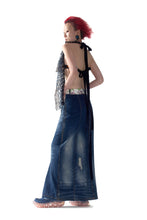Load image into Gallery viewer, &quot;BIJOUX&quot; SPLIT UPCYCLED DENIM MAXI SKIRT
